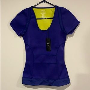 Zaggora Blue Short Sleeve Neoprene Active wear top